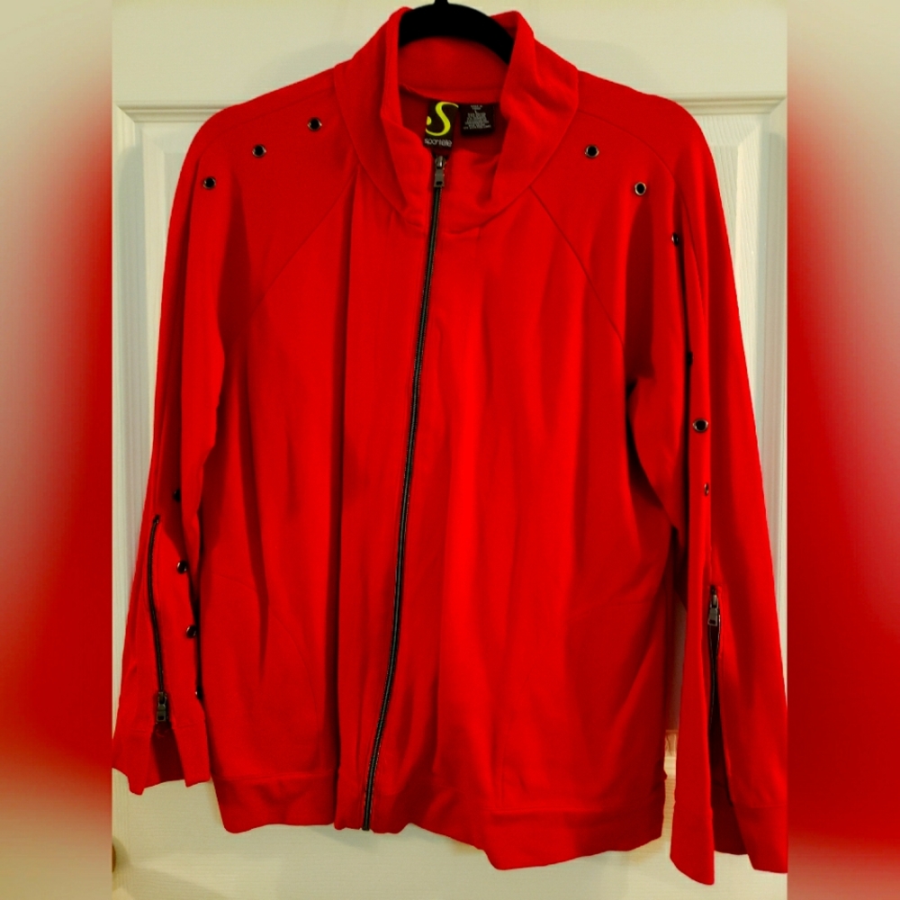 Spartelle red zip up jacket sz L